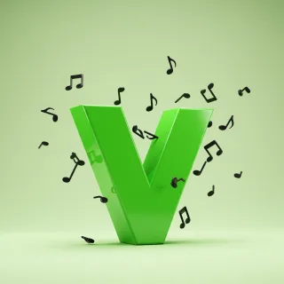 Black music notes — letter V