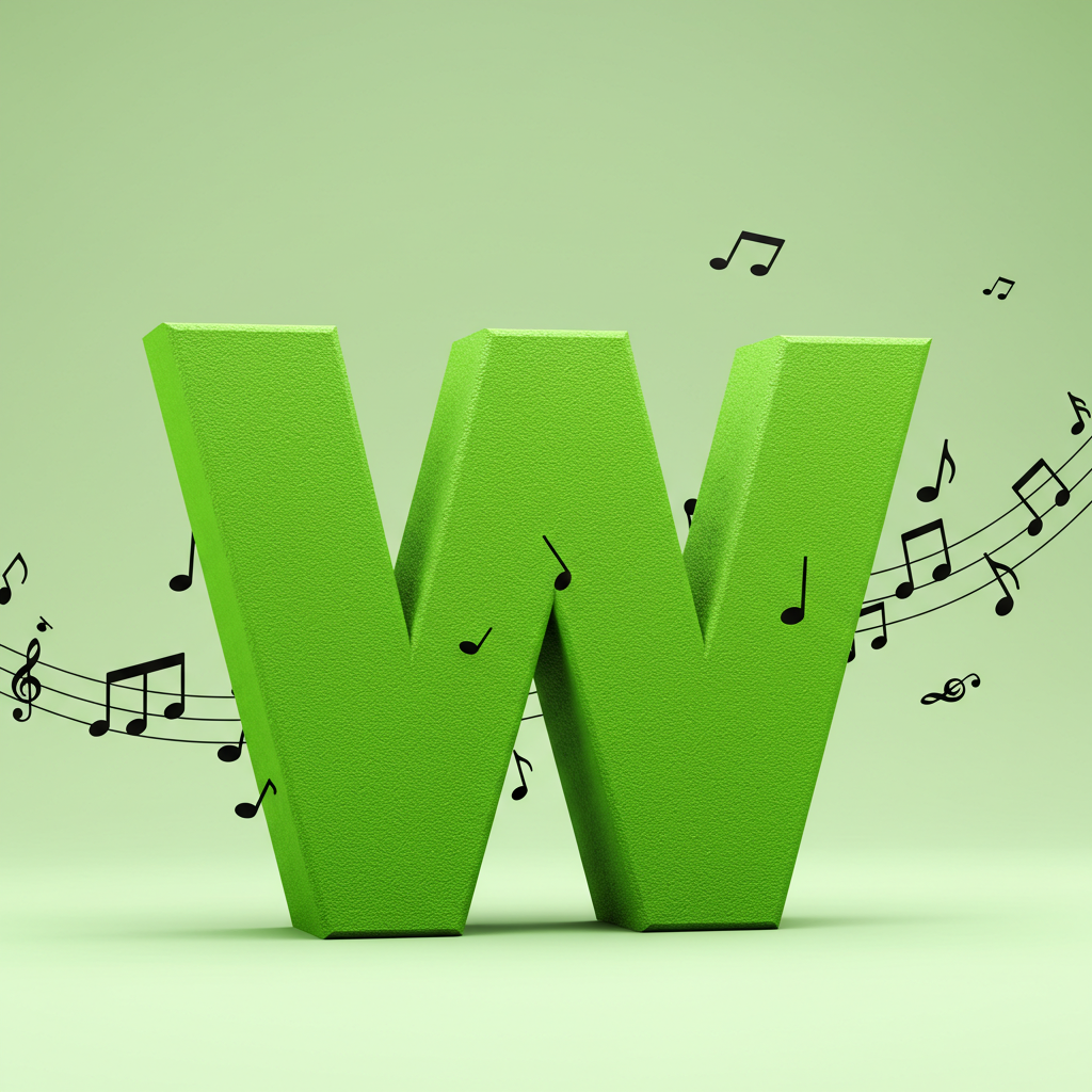 Black music notes — letter W (variant 2)