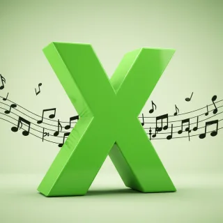Black music notes — letter X (variant 2)