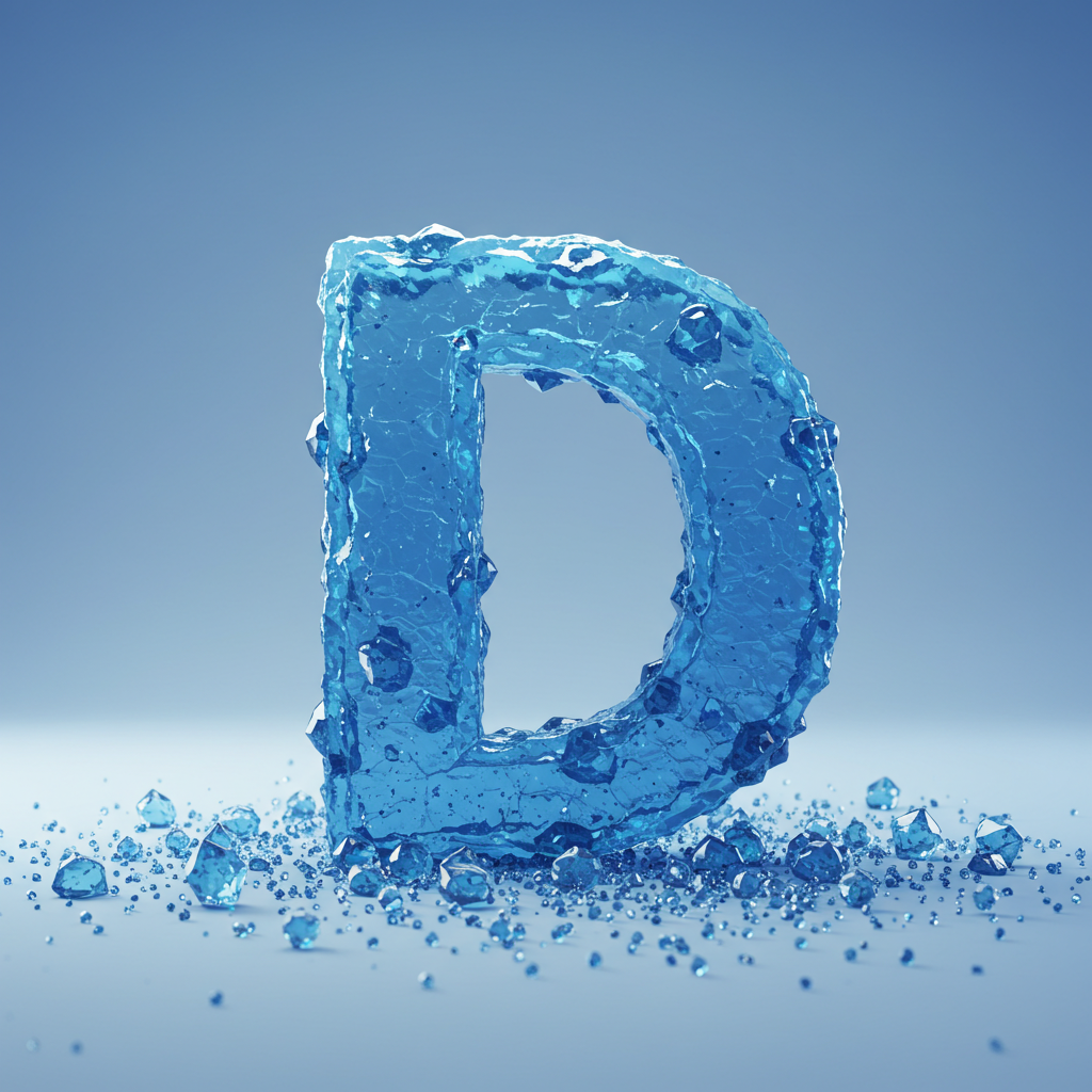 Blue crystal 3 — letter D (variant 2)