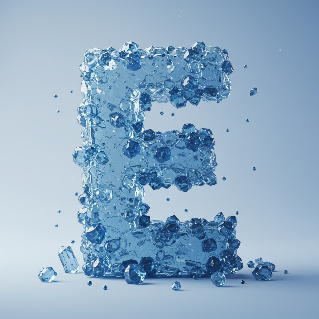 Blue crystal 3 — letter E (variant 2)