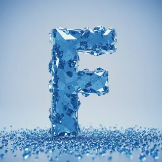Blue crystal 3 — letter F (variant 2)