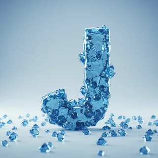Blue crystal 3 — letter J (variant 2)