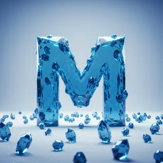 Blue crystal 3 — letter M (variant 2)