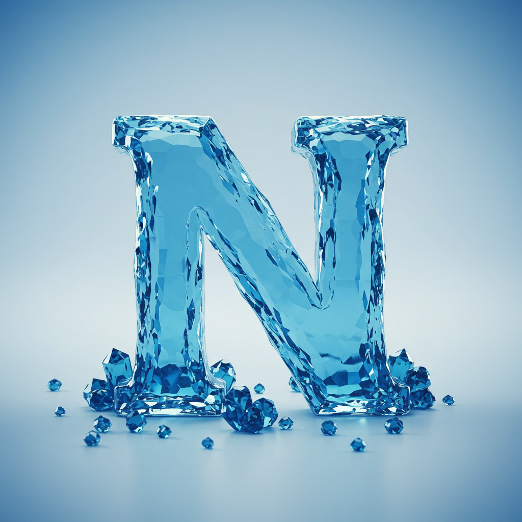 Blue crystal 3 — letter N (variant 2)
