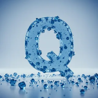 Blue crystal 3 — letter Q (variant 2)