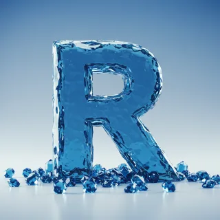 Blue crystal 3 — letter R (variant 2)