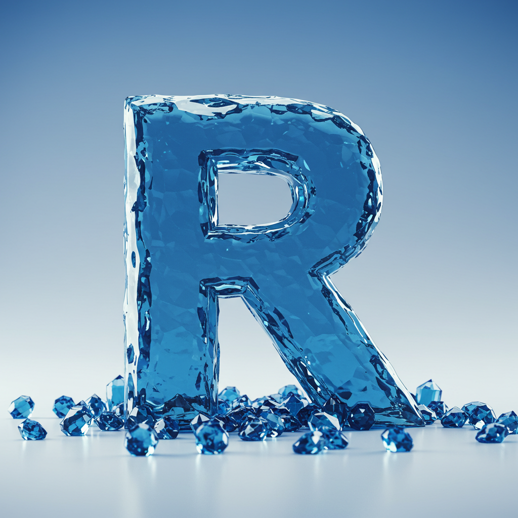 Blue crystal 3 — letter R (variant 2)