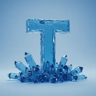 Blue crystal 3 — letter T (variant 2)