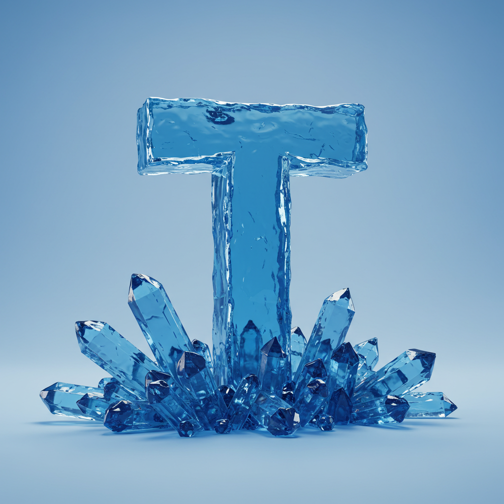 Blue crystal 3 — letter T (variant 2)