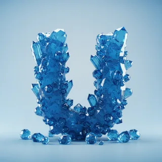 Blue crystal 3 — letter U (variant 2)