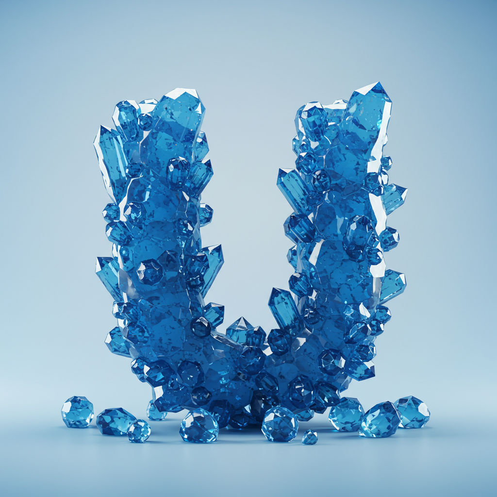 Blue crystal 3 — letter U (variant 2)