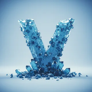 Blue crystal 3 — letter V (variant 2)