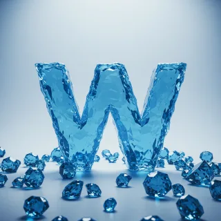 Blue crystal 3 — letter W (variant 2)