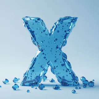 Blue crystal 3 — letter X (variant 2)