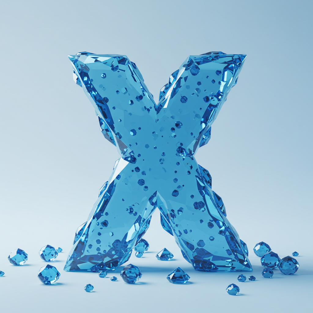Blue crystal 3 — letter X (variant 2)