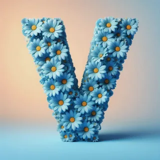 Blue daisy — letter V