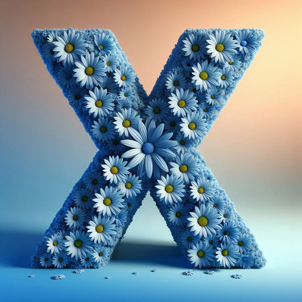 Blue daisy — letter X