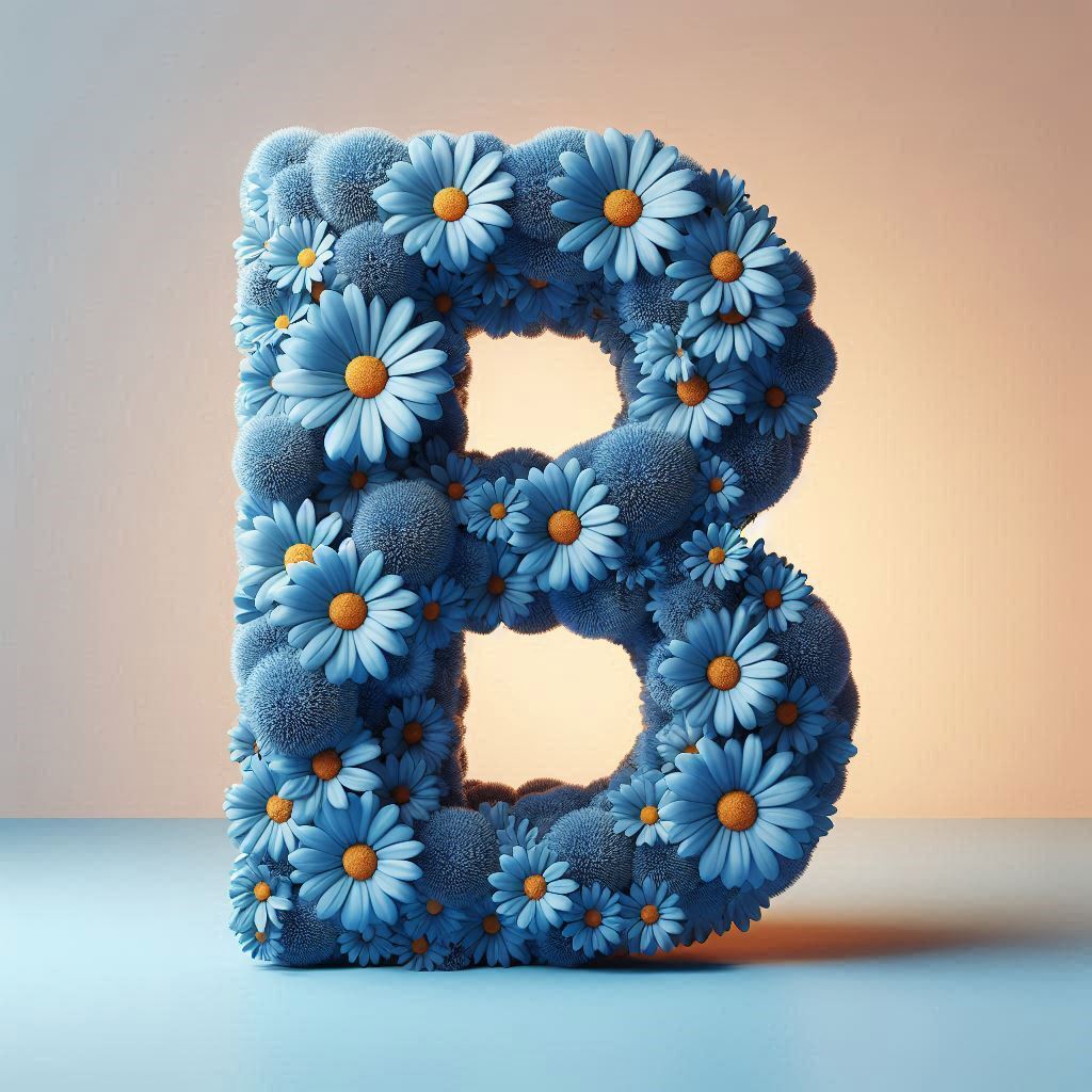 Blue daisy — letter B