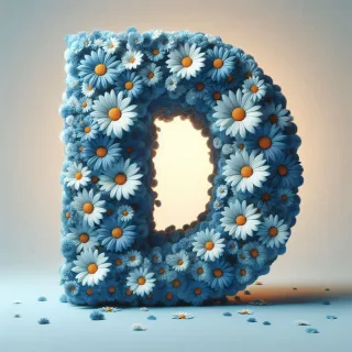 Blue daisy — letter D