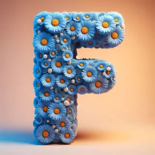 Blue daisy — letter F