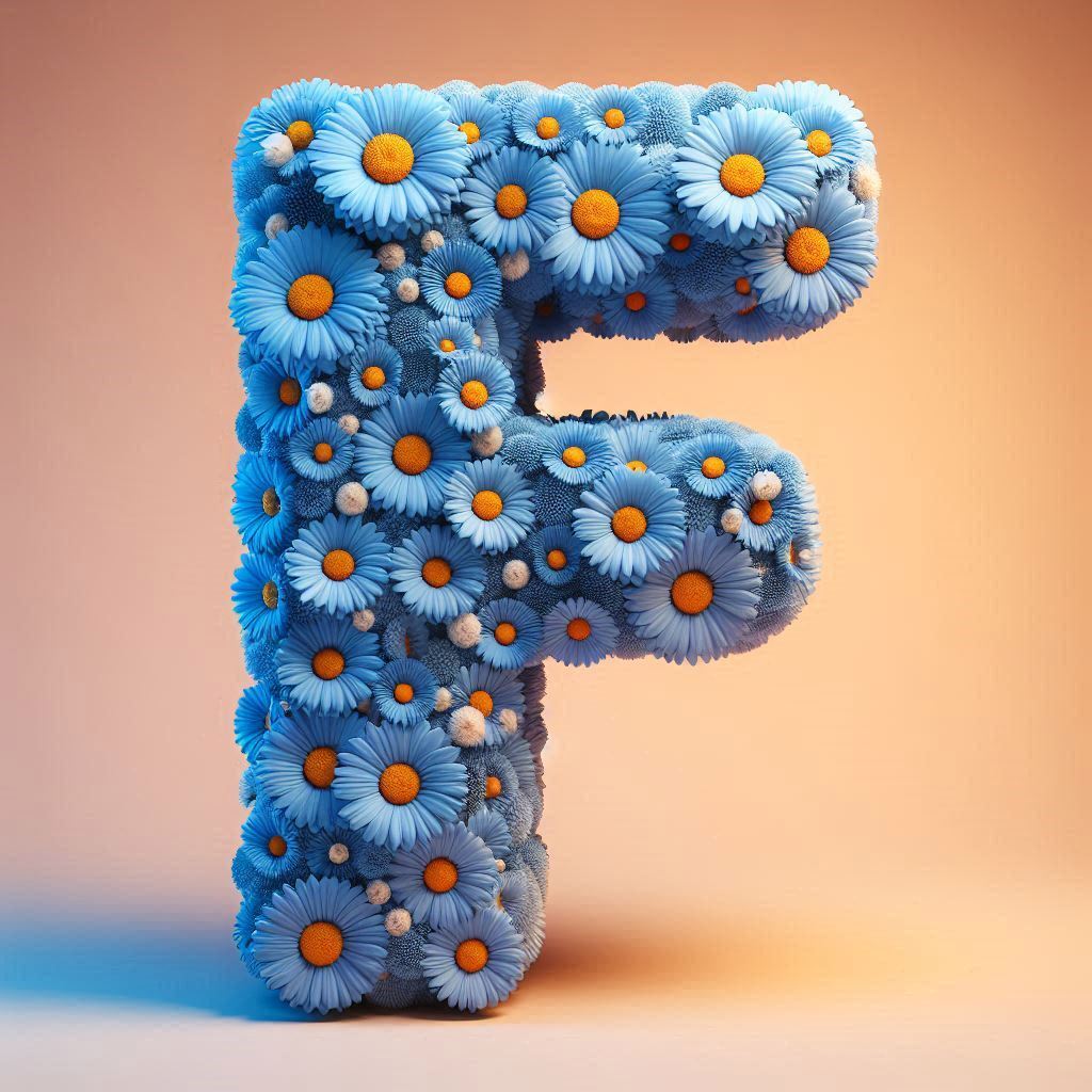 Blue daisy — letter F