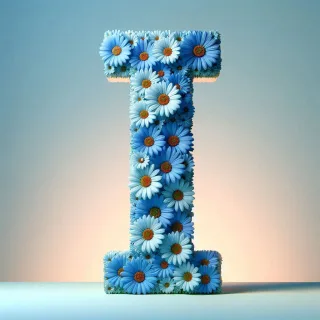 Blue daisy — letter I