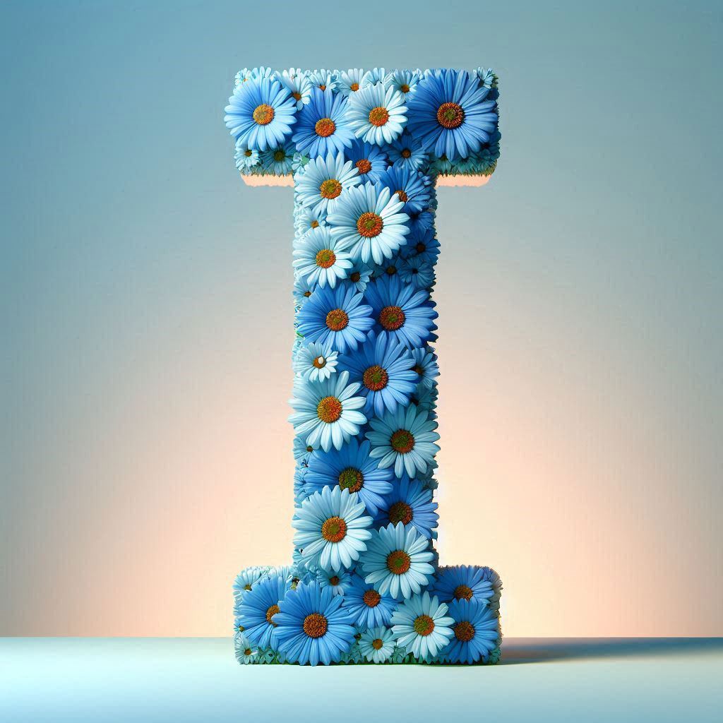 Blue daisy — letter I