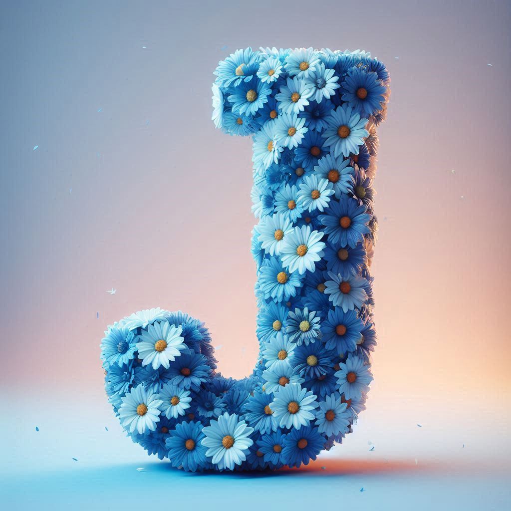 Blue daisy — letter J