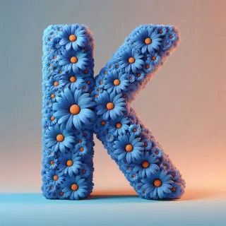 Blue daisy — letter K