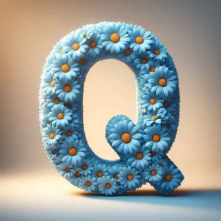 Blue daisy — letter Q