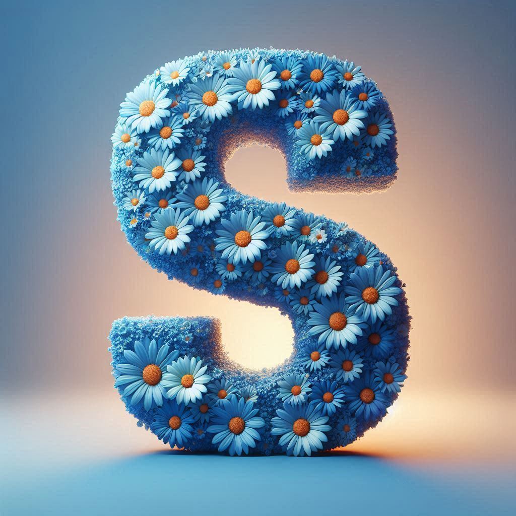 Blue daisy — letter S