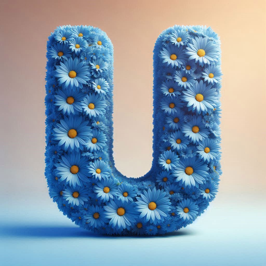 Blue daisy — letter U
