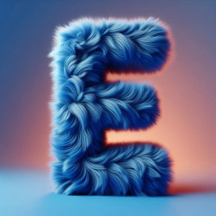 Blue fur — letter E (variant 2)