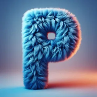 Blue fur — letter P (variant 2)