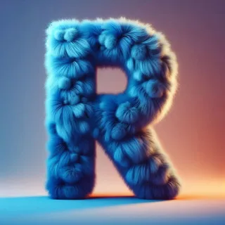 Blue fur — letter R (variant 2)