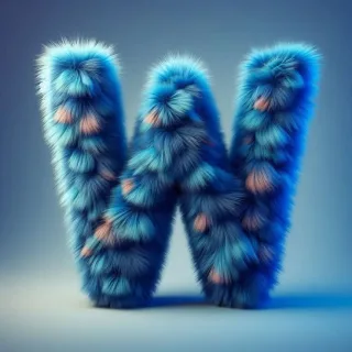 Blue fur — letter W (variant 2)