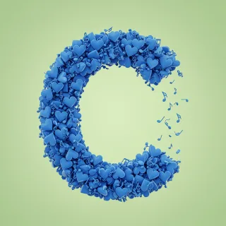 Blue hearts — letter C