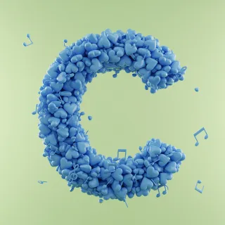 Blue hearts — letter C (variant 2)