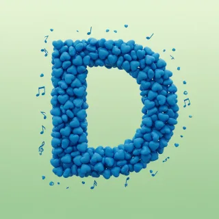 Blue hearts — letter D