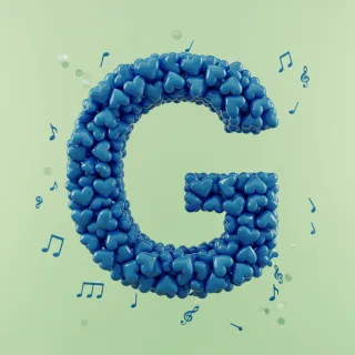 Blue hearts — letter G