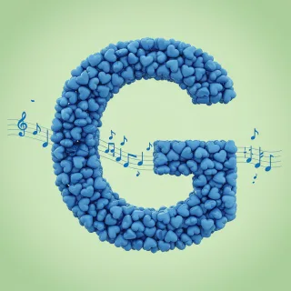Blue hearts — letter G (variant 2)