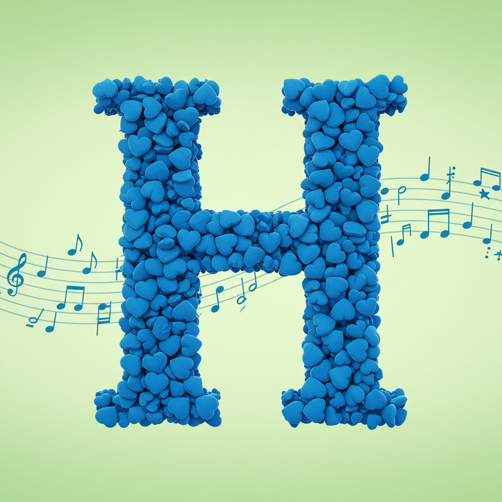 Blue hearts — letter H