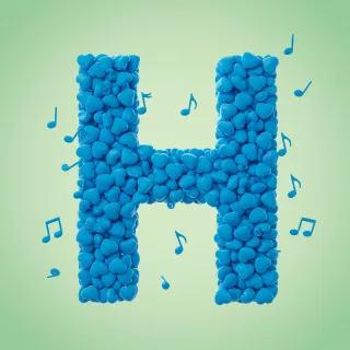 Blue hearts — letter H (variant 2)