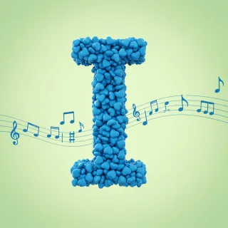 Blue hearts — letter I (variant 2)