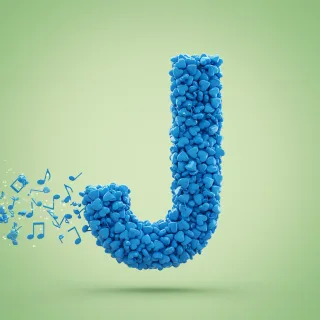 Blue hearts — letter J
