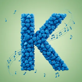 Blue hearts — letter K
