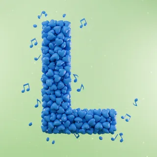 Blue hearts — letter L (variant 2)