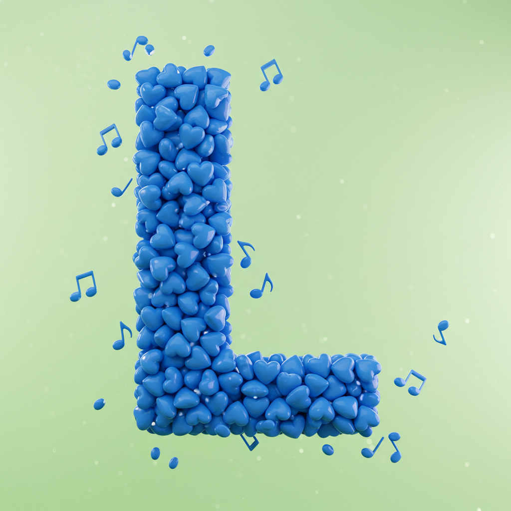 Blue hearts — letter L (variant 2)