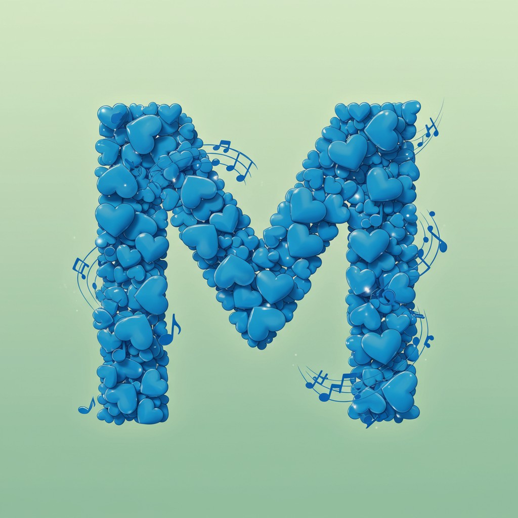 Blue hearts — letter M
